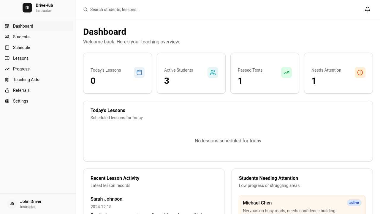 Driving Instructor Dashboard thumbnail