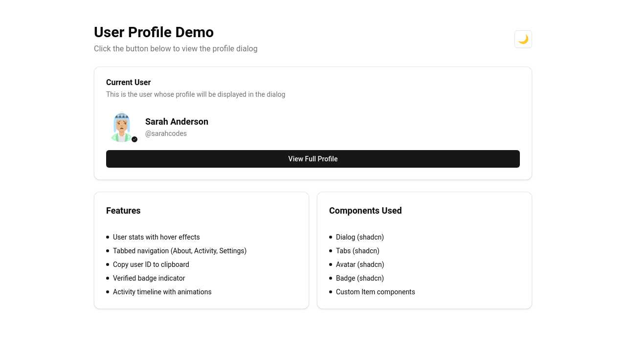 User Profile Dialog thumbnail
